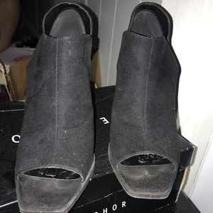 Black open toe booties